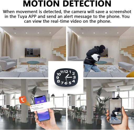 Tuya FHD Wireless Clock Camera 1080P Support 2.4G WiFi Motion Detection Home Protection Security Recorder Camera for Kids - Image 5