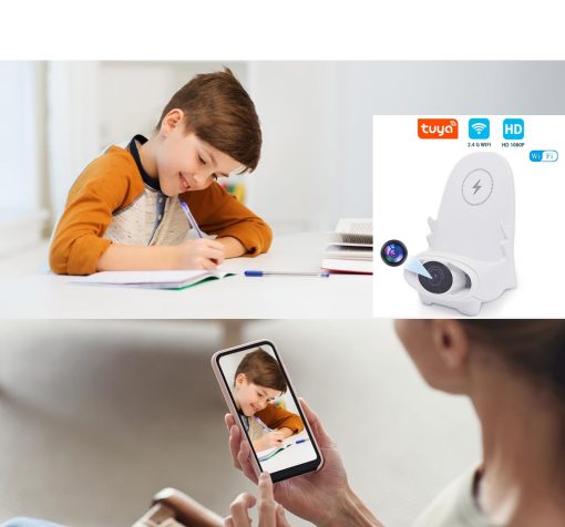 Wireless charger phone & tablet holder compatible with Apple/Android have wireless security camera with 110° wide-angle - Image 8